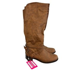 XOXO Myles Brown Wide Calf Tall Boots